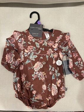 Gerber Brown Floral Ruffle Long-Sleeve Bodysuit
